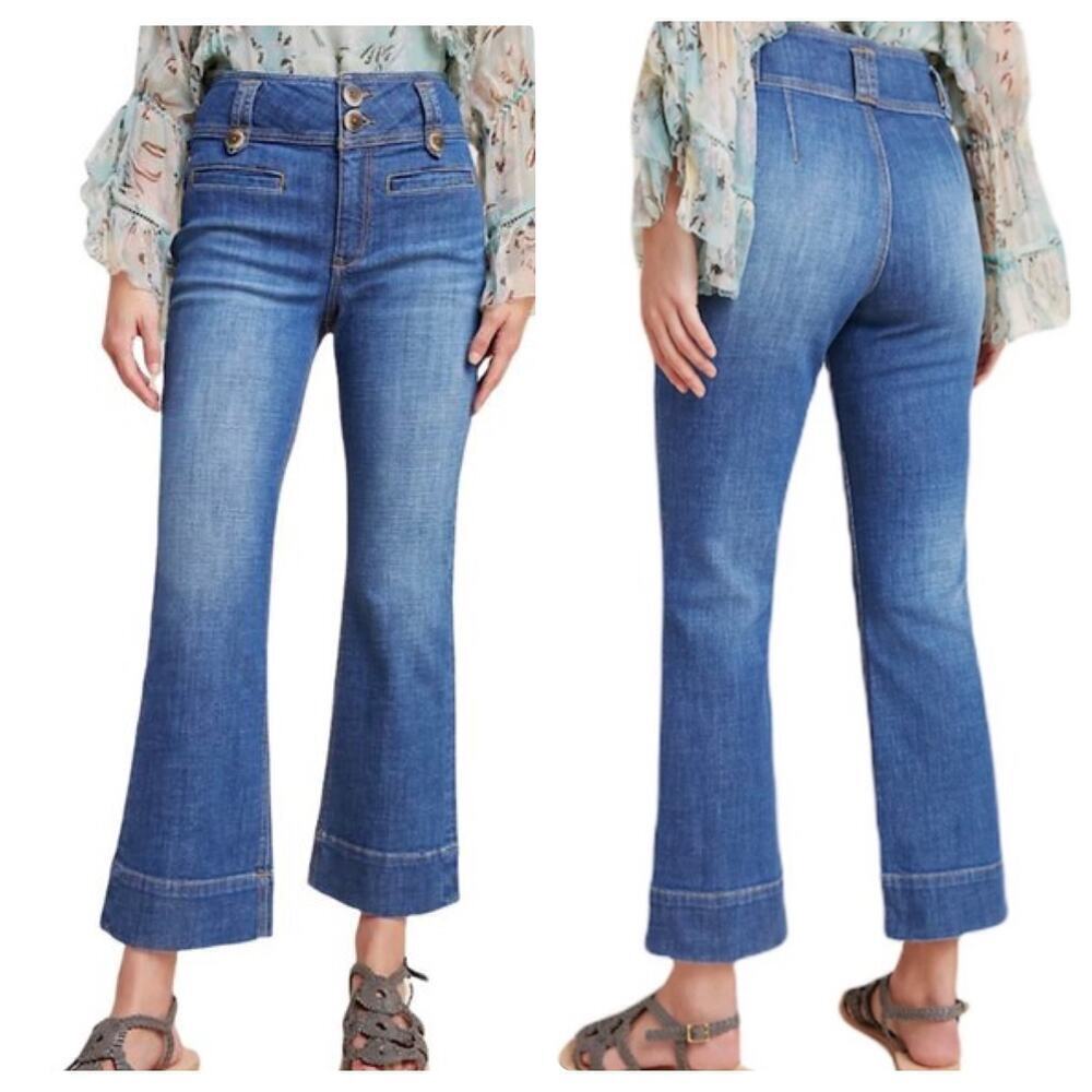 Anthropologie Pilcro and the Letterpress Jeans Crop Flare Denim Pants Blue 30